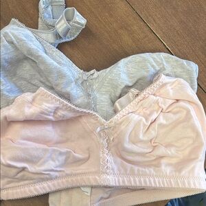 Bali Gray and Pink Lace Trim Bras